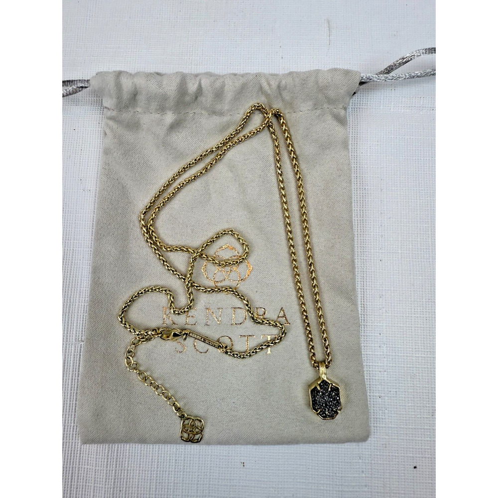 Kendra Scott Oliver Pendant Necklace in Gold/Platinum Drusy Adjustable Heptagon